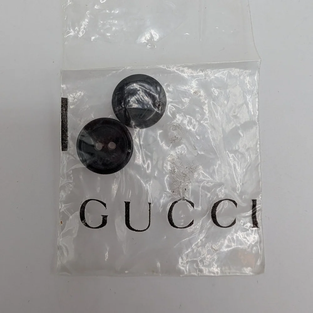 Gucci Buttons Black 14mm Logo Engraved 2-Hole 2pc Set Round Small Replacement
